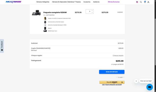 Nextbase US checkout page showing Nextbase US promo code box | Screenshot taken by SimplyCodes community member on Sep 9, 2025
