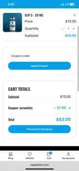 NextGen Peptides coupon verification screenshot