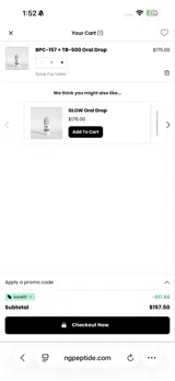 NextGen Peptides coupon verification screenshot