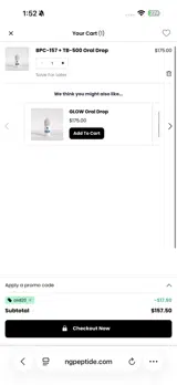 NextGen Peptides coupon verification screenshot