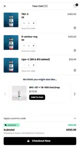 NextGen Peptides coupon verification screenshot