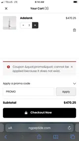 NextGen Peptides coupon verification screenshot