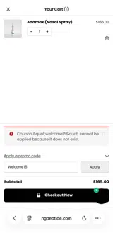 NextGen Peptides coupon verification screenshot