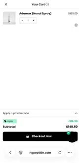 NextGen Peptides coupon verification screenshot