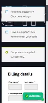 JACOBC24 coupon verification screenshot