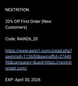 RAIN26_20 coupon verification screenshot