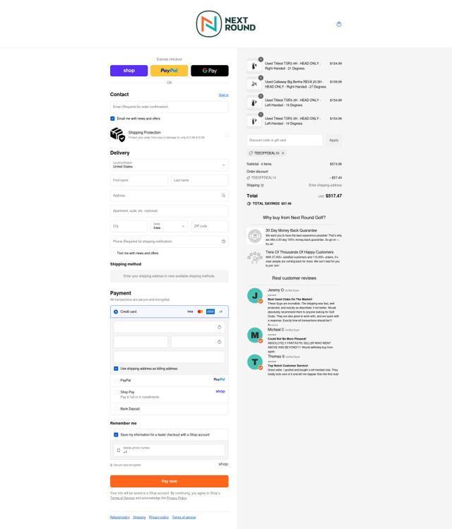 Next Round checkout page showing Next Round discount code box | Screenshot taken by SimplyCodes community member on Sep 16, 2025