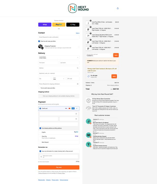 Next Round checkout page showing Next Round discount code box | Screenshot taken by SimplyCodes community member on Sep 11, 2025