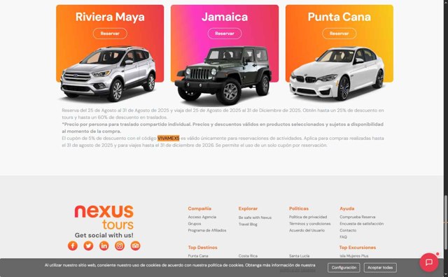 Nexus Tours checkout page showing Nexus Tours promo code box | Screenshot taken by SimplyCodes community member on Sep 2, 2025
