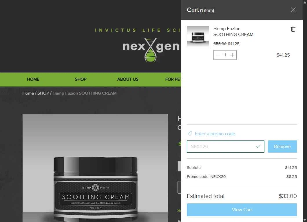 NexxGen checkout page showing NexxGen promo code box | Screenshot taken by SimplyCodes community member on Sep 12, 2025