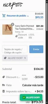 ALLIFE15OFF coupon verification screenshot