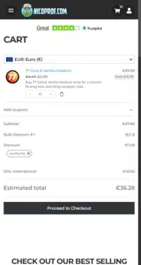NICOPROF coupon verification screenshot
