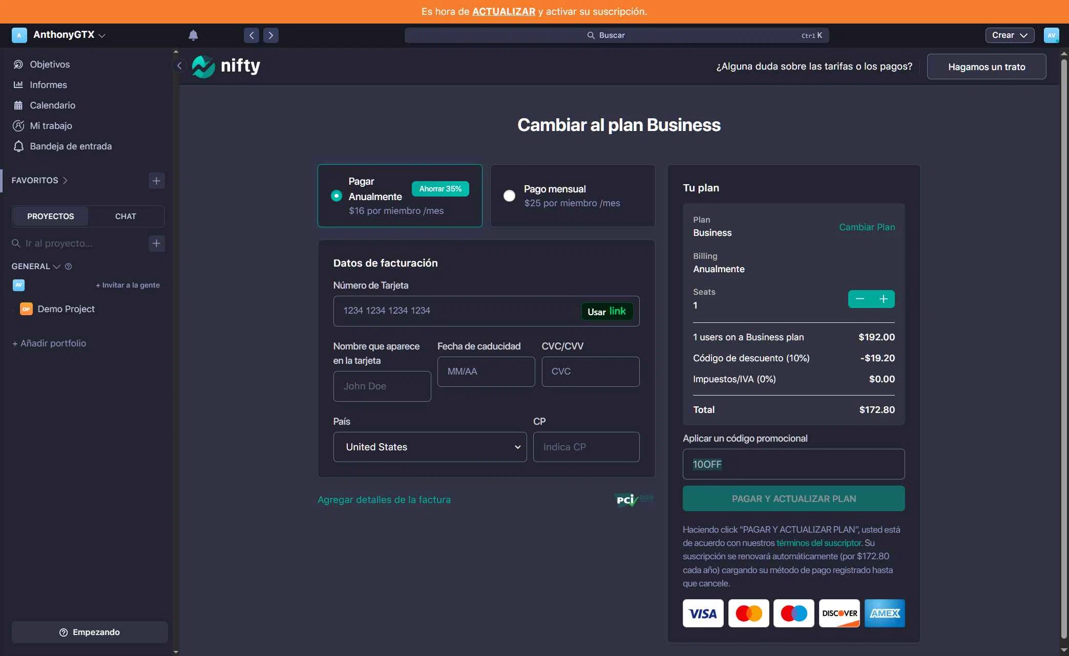 Nifty checkout page showing Nifty promo code box | Screenshot taken by SimplyCodes community member on Jan 6, 2026
