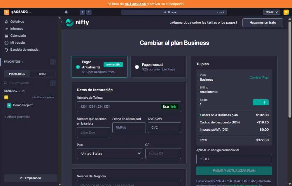 Nifty checkout page showing Nifty promo code box | Screenshot taken by SimplyCodes community member on Dec 8, 2025
