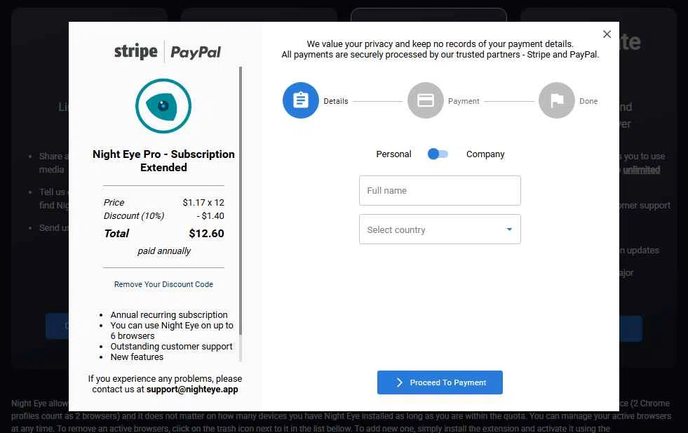 Night Eye checkout page showing Night Eye discount code box | Screenshot taken by SimplyCodes community member on Sep 20, 2025