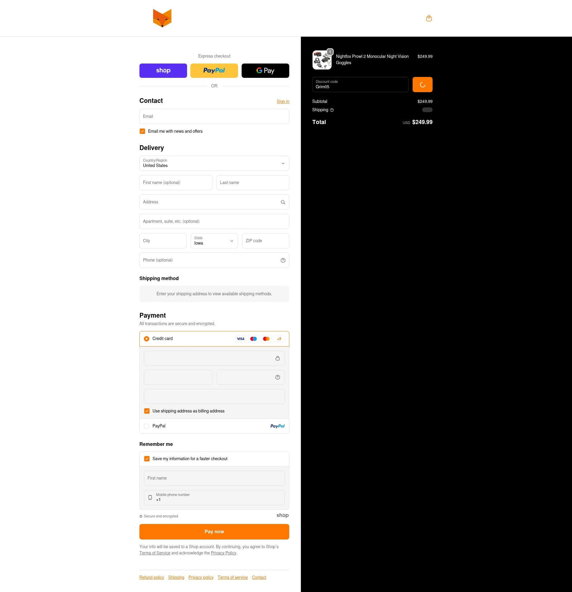 Nightfox checkout page showing Nightfox promo code box | Screenshot taken by SimplyCodes community member on Jan 1, 2026