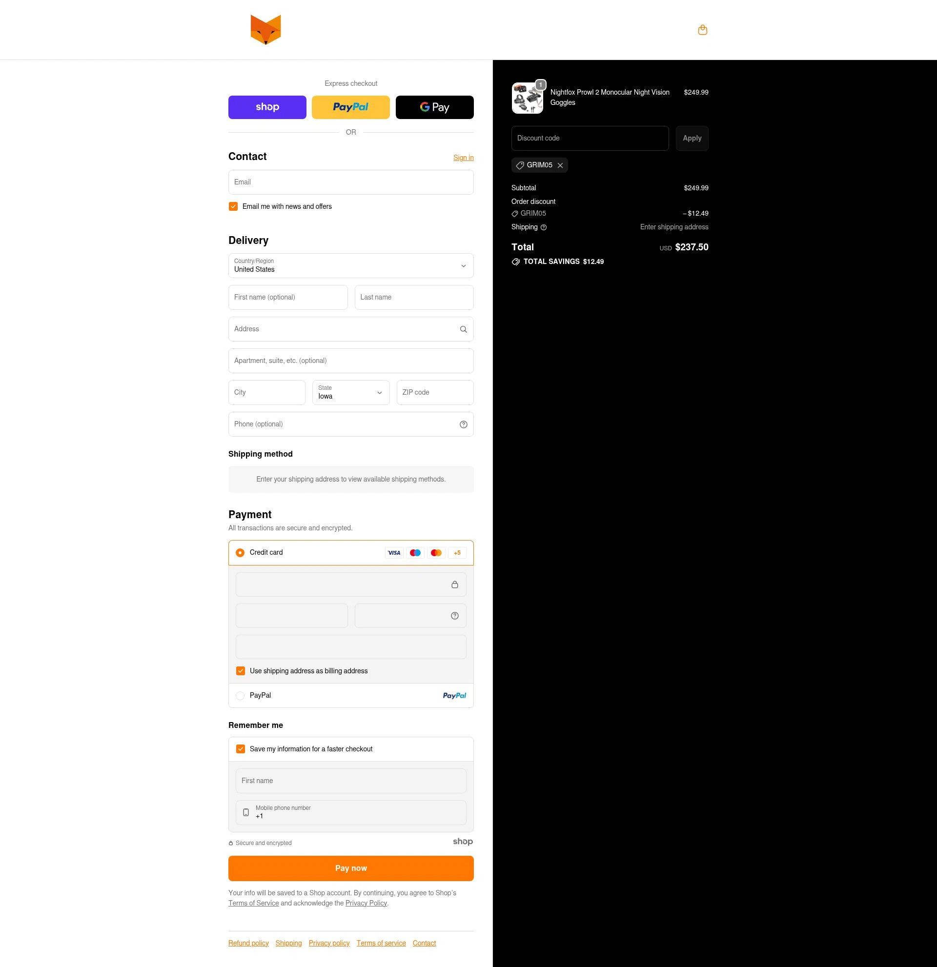 Nightfox checkout page showing Nightfox promo code box | Screenshot taken by SimplyCodes community member on Dec 15, 2025