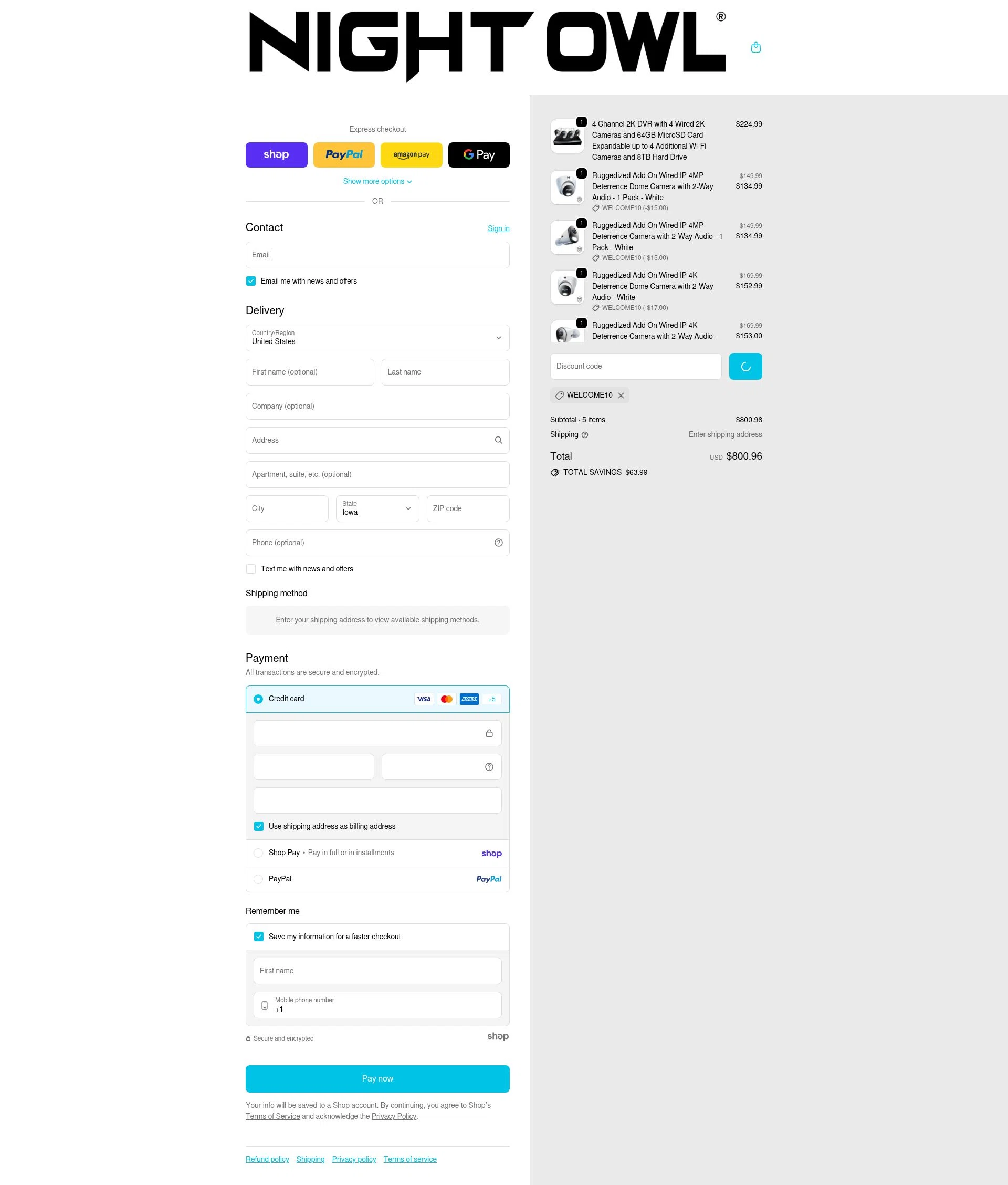 Night Owl checkout page showing Night Owl promo code box | Screenshot taken by SimplyCodes community member on Jan 26, 2026