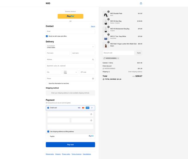 NIID checkout page showing NIID coupon code box | Screenshot taken by SimplyCodes community member on Sep 10, 2025