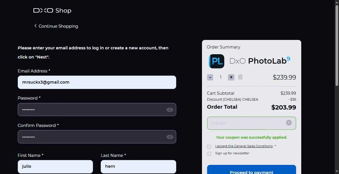 Nik Collection checkout page showing Nik Collection promo code box | Screenshot taken by SimplyCodes community member on Sep 5, 2025