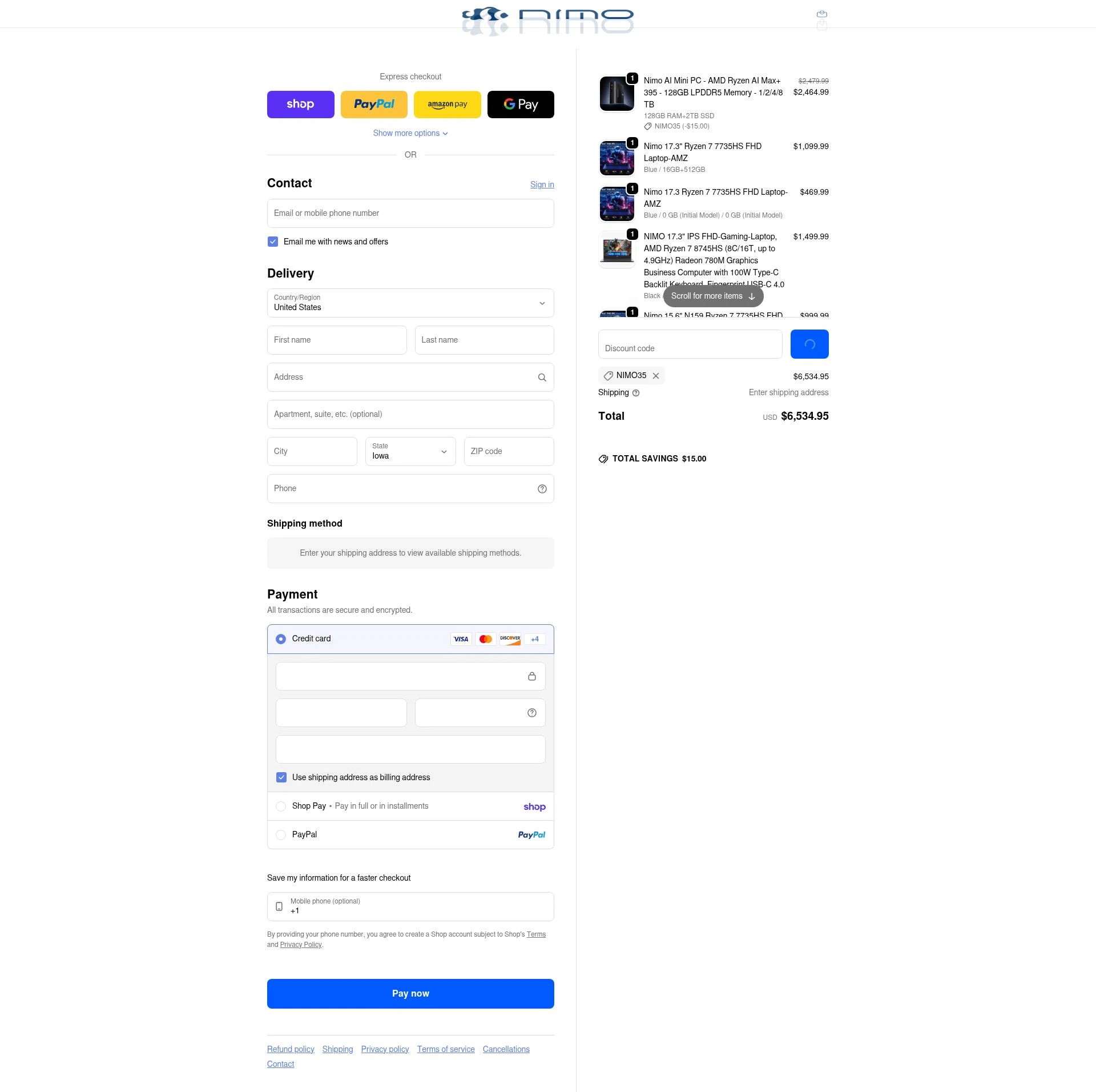 Nimo checkout page showing Nimo promo code box | Screenshot taken by SimplyCodes community member on Feb 13, 2026