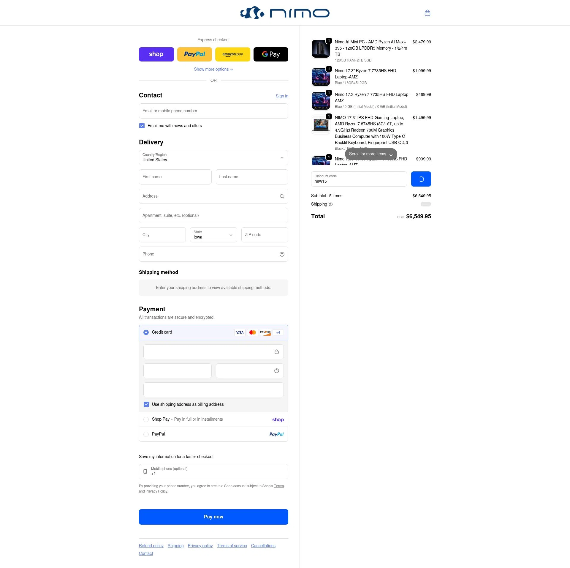 Nimo checkout page showing Nimo promo code box | Screenshot taken by SimplyCodes community member on Feb 13, 2026