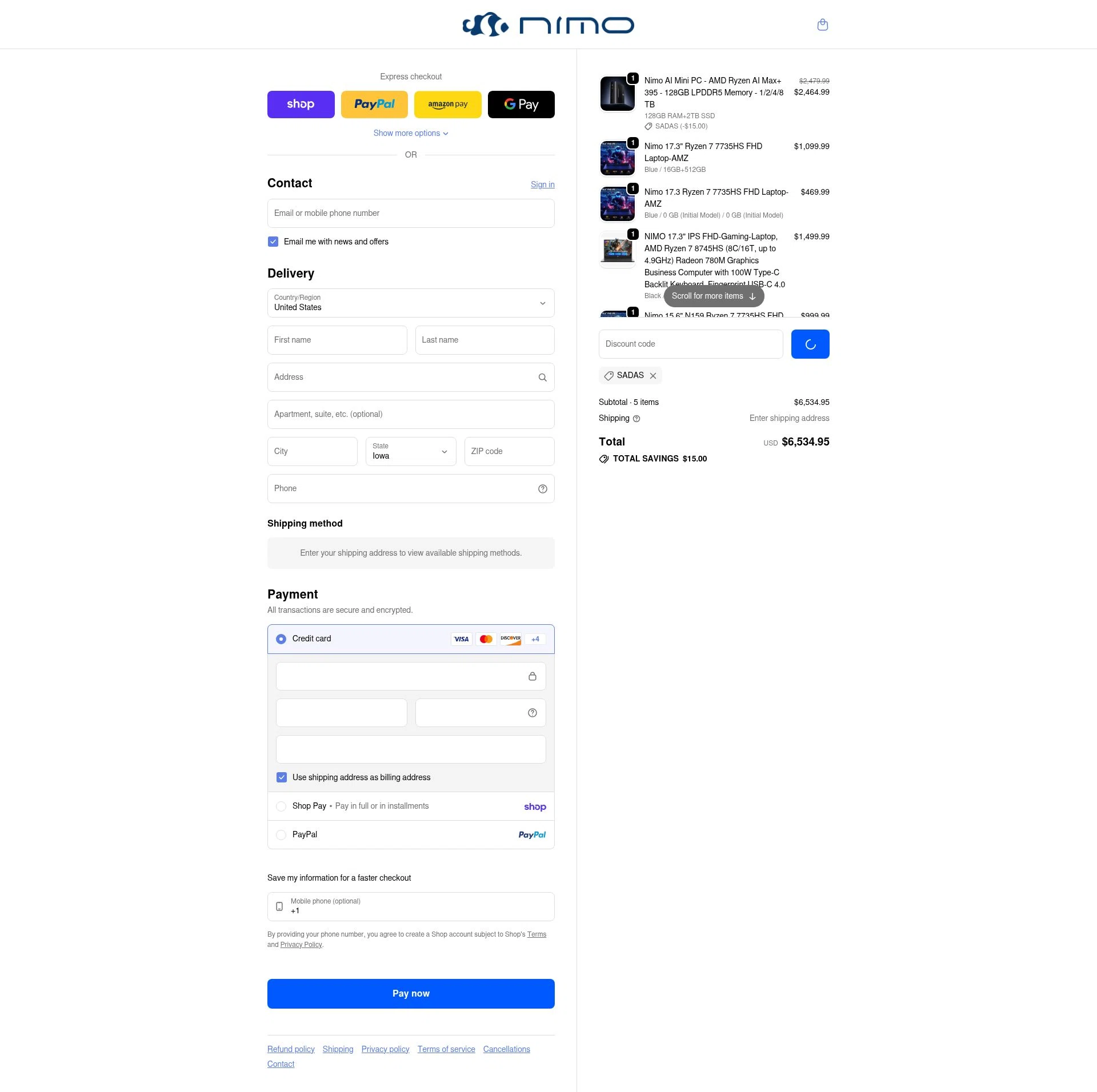 Nimo checkout page showing Nimo promo code box | Screenshot taken by SimplyCodes community member on Feb 13, 2026