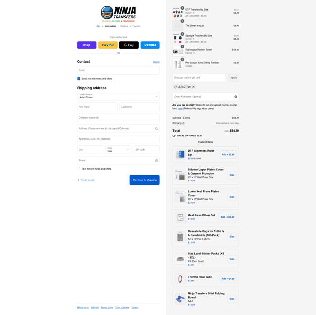 Ninja Transfers checkout page showing Ninja Transfers discount code box | Screenshot taken by SimplyCodes community member on Sep 12, 2025