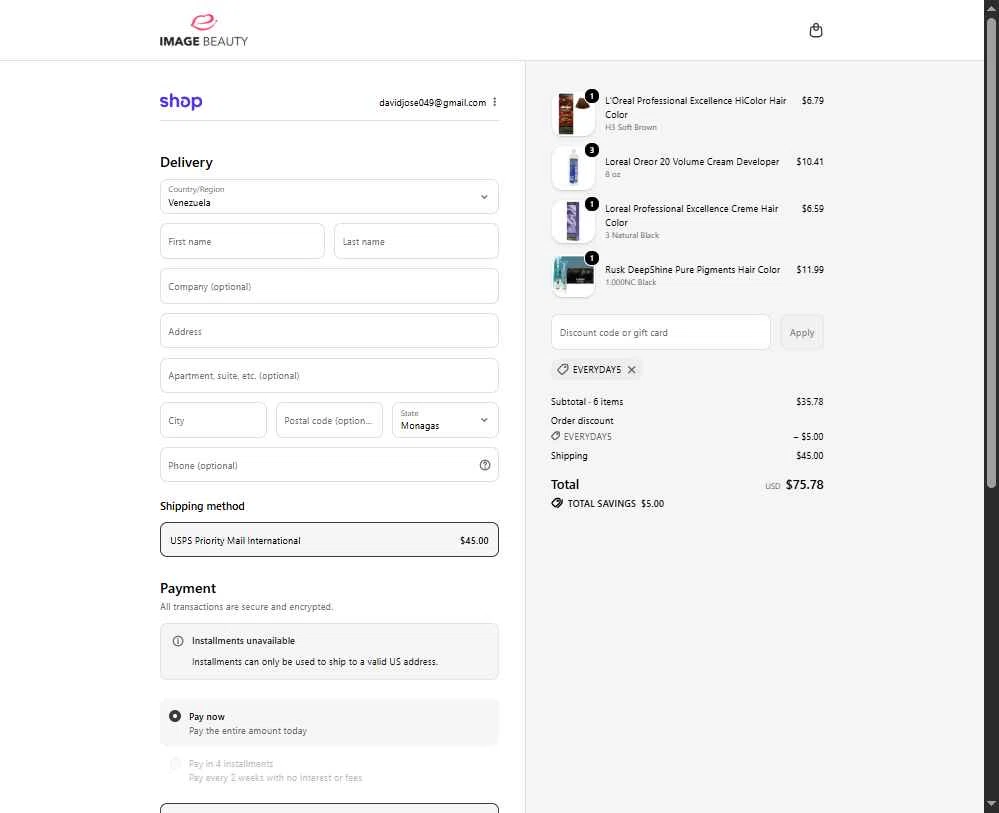 Nioxin checkout page showing Nioxin coupon code box | Screenshot taken by SimplyCodes community member on Nov 7, 2025
