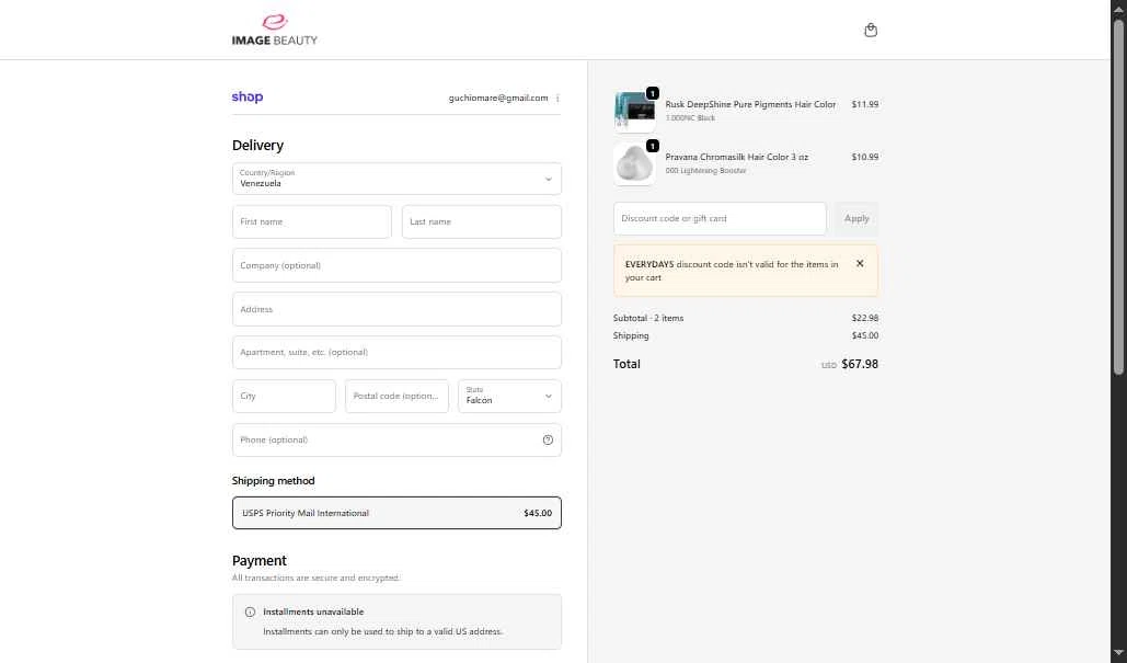 Nioxin checkout page showing Nioxin coupon code box | Screenshot taken by SimplyCodes community member on Jan 8, 2026