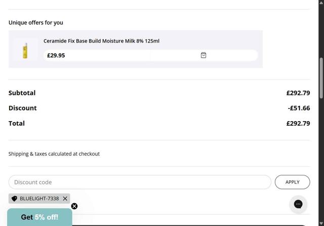 Nip & Fab checkout page showing Nip & Fab promo code box | Screenshot taken by SimplyCodes community member on Sep 12, 2025