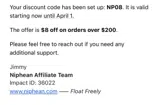NP08 coupon verification screenshot