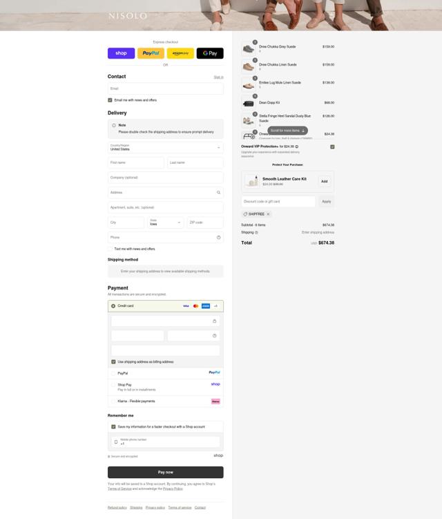 Nisolo checkout page showing Nisolo discount code box | Screenshot taken by SimplyCodes community member on Sep 12, 2025