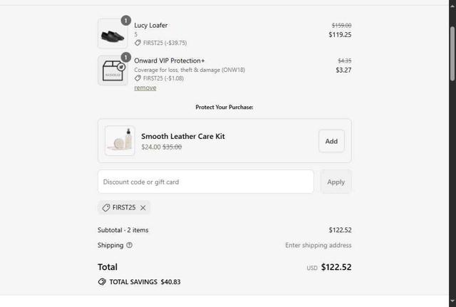 Nisolo checkout page showing Nisolo discount code box | Screenshot taken by SimplyCodes community member on Sep 13, 2025