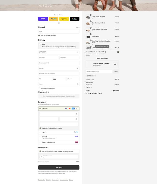 Nisolo checkout page showing Nisolo discount code box | Screenshot taken by SimplyCodes community member on Sep 12, 2025