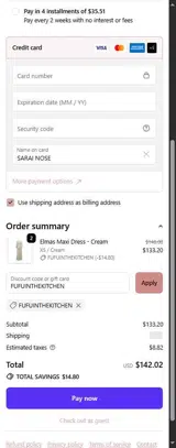 Niswa Fashion coupon verification screenshot