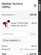 NiteRider coupon verification screenshot