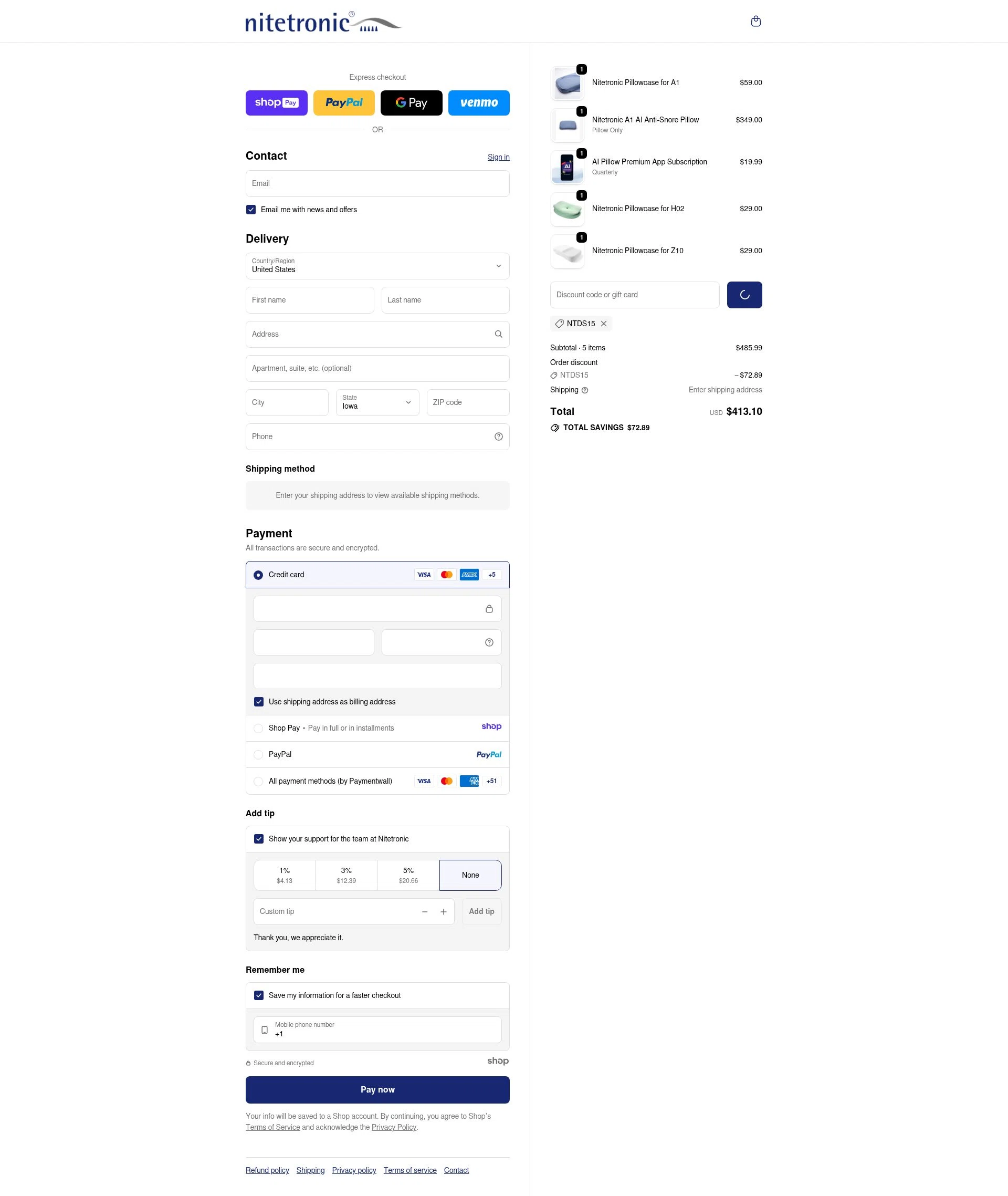 Nitetronic checkout page showing Nitetronic promo code box | Screenshot taken by SimplyCodes community member on Jan 10, 2026