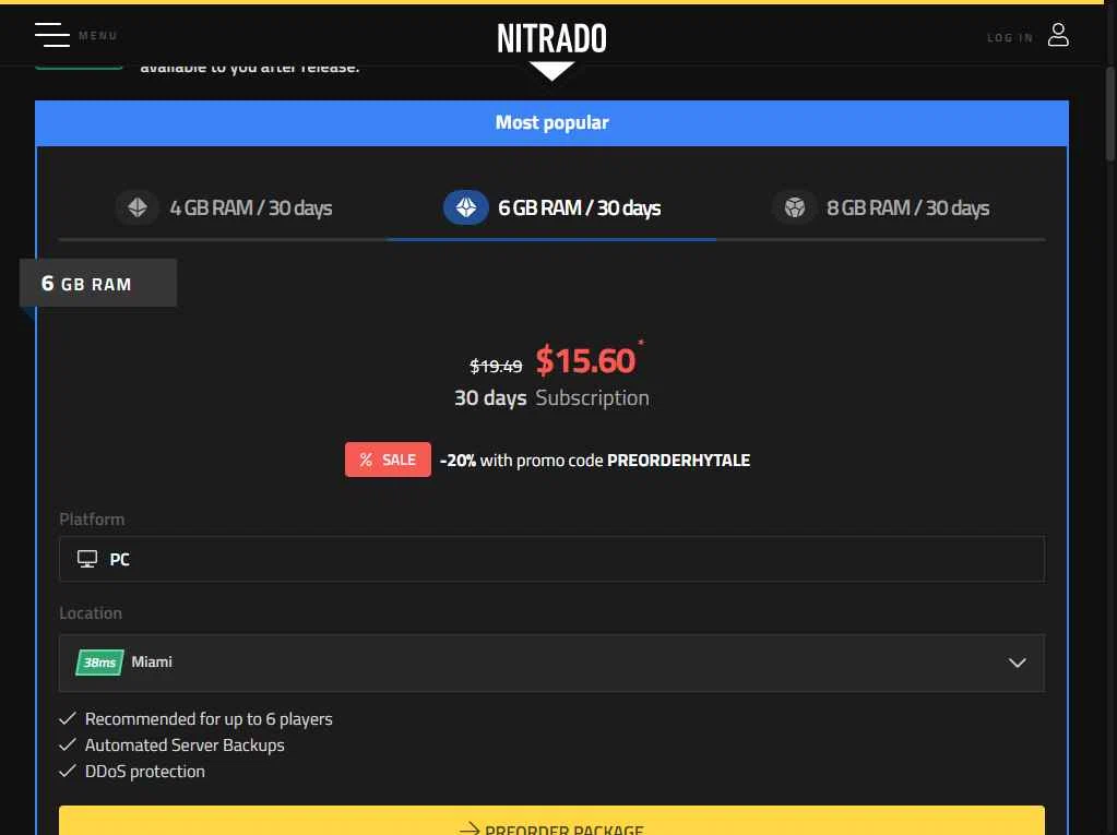 Nitrado checkout page showing Nitrado promo code box | Screenshot taken by SimplyCodes community member on Dec 23, 2025