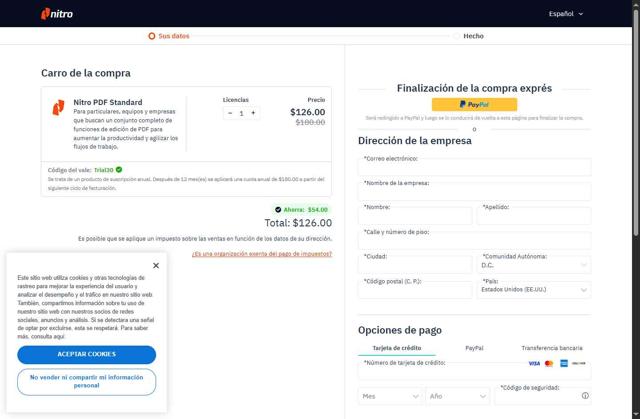 Nitro checkout page showing Nitro promo code box | Screenshot taken by SimplyCodes community member on Sep 12, 2025