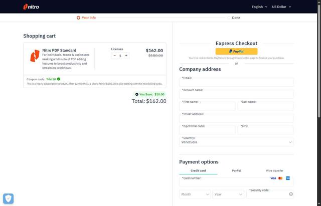 Nitro checkout page showing Nitro promo code box | Screenshot taken by SimplyCodes community member on Aug 17, 2025