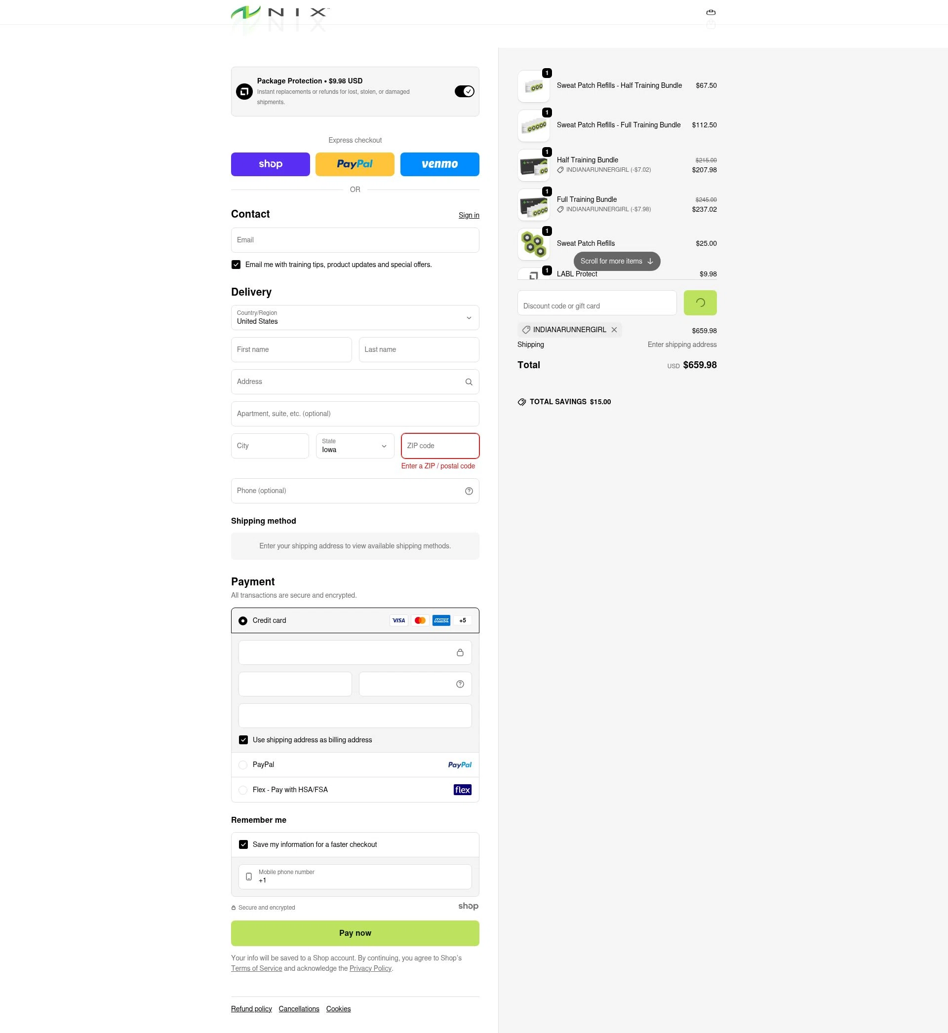 Nix Biosensors checkout page showing Nix Biosensors promo code box | Screenshot taken by SimplyCodes community member on Jan 2, 2026