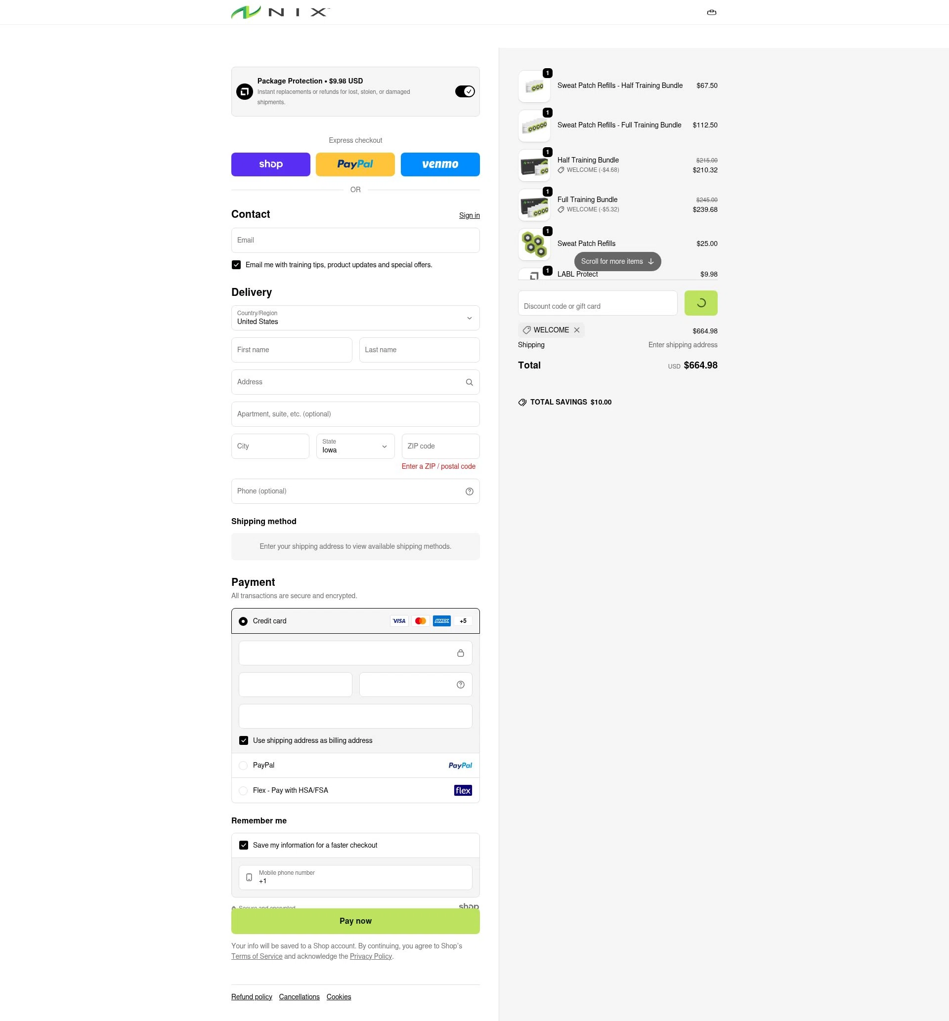 Nix Biosensors checkout page showing Nix Biosensors promo code box | Screenshot taken by SimplyCodes community member on Jan 2, 2026