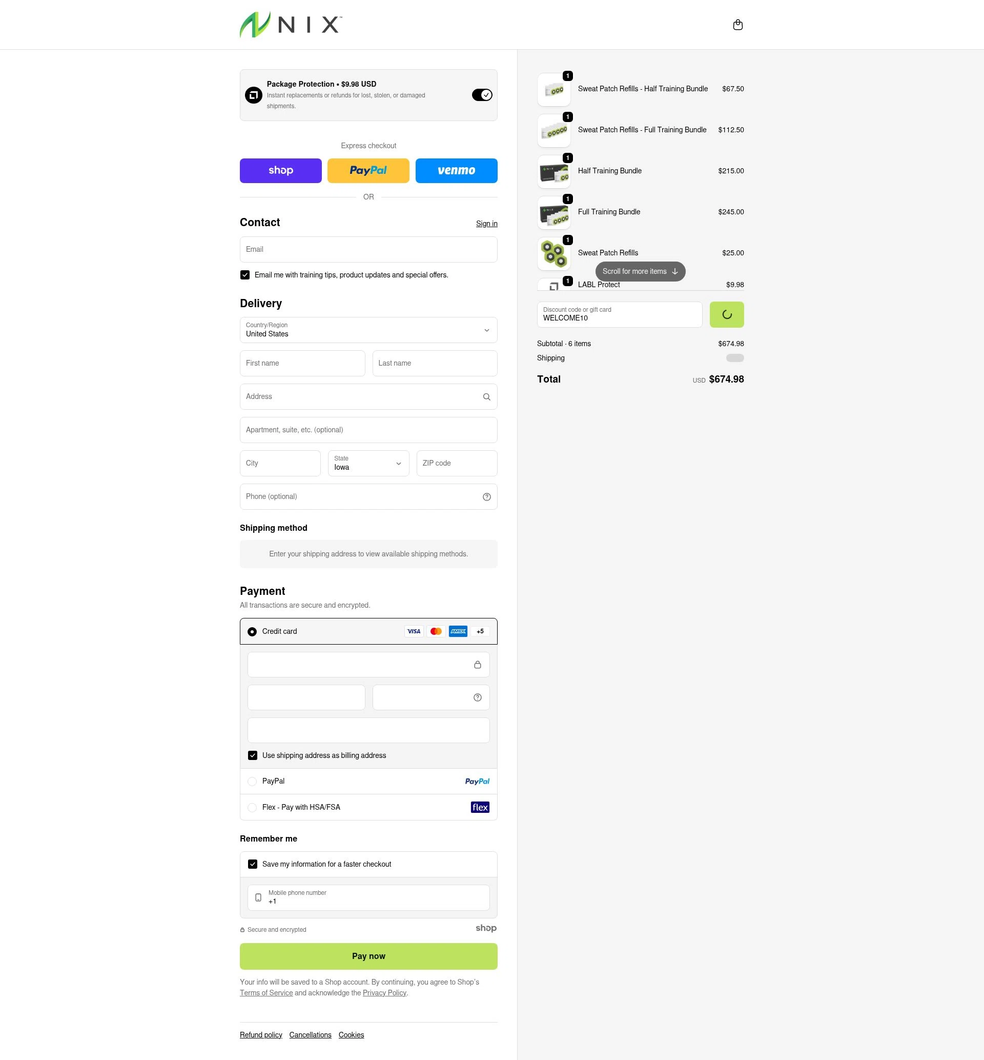 Nix Biosensors checkout page showing Nix Biosensors promo code box | Screenshot taken by SimplyCodes community member on Jan 1, 2026