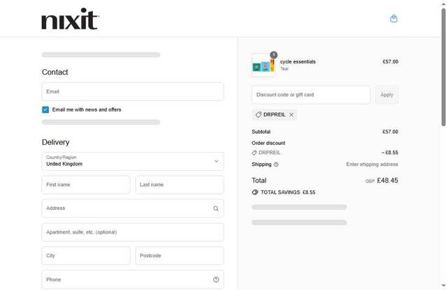 Nixit checkout page showing Nixit discount code box | Screenshot taken by SimplyCodes community member on Aug 18, 2025