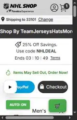 New Jersey Devils Shop coupon verification screenshot