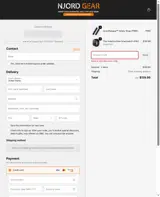 Njord Gear coupon verification screenshot