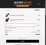 Njord Gear coupon verification screenshot