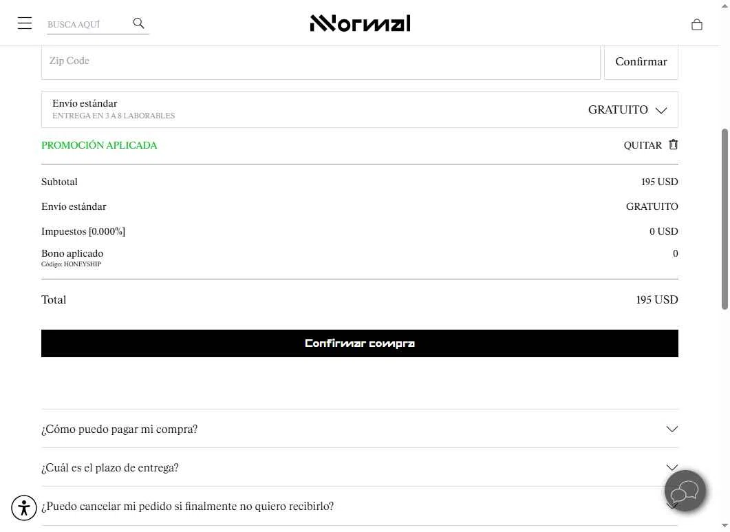 NNORMAL checkout page showing NNORMAL promo code box | Screenshot taken by SimplyCodes community member on Aug 5, 2025