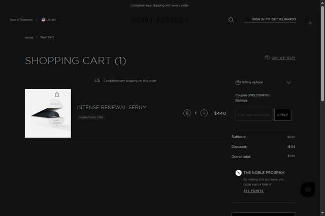 Noble Panacea checkout page showing Noble Panacea promo code box | Screenshot taken by SimplyCodes community member on Sep 18, 2025